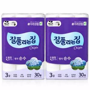 잘풀리는집 명작순수 3겹 30M 30롤 2팩