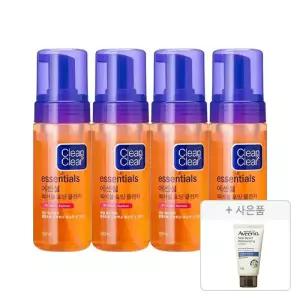 클린앤클리어 에센셜 훼이셜 포밍 클렌저 150ml, 4개+증정(아비노 스킨릴리프 바디로션 30g,1개)