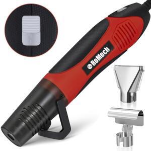 ROMECH 350W 히트건(노즐 2개 포함) 듀얼 템프 히트건(400 F-660 F) 과부하 보호 기능이 있는 고속 히트 핫 에어건(DIY 공예 엠보싱 수축 랩핑(빨간색)