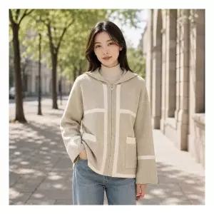 J.Aveune 제이에비뉴 후디 배색 니트 집업 1종 AGX261F0101JK 489519