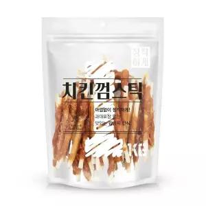 (유통기한 임박)강아지 대용량 간식 정직하개 치킨 껌스틱 1kg