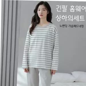 캡내장잠옷 홈웨어상하세트 긴팔 바지 홈웨어 노브라티셔츠 브라캡 단가라 파자마