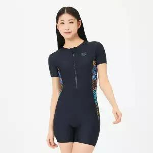 [아레나수영복] 가든 3부 반신 슈트 A4SL1LI02BLK
