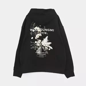 [우영미]우영미 26FW 플라워 백로고 스웨트 남성 후드티 W263TS36741B