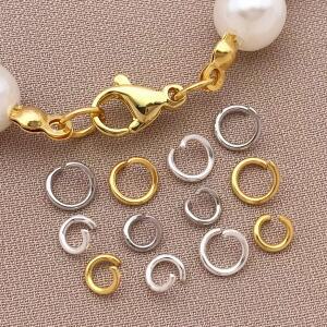 200개 4/5mm 18K 금도금 실버 오픈 점프 링 커넥터 DIY 쥬얼리 제작 목걸이 부자재 액세서리