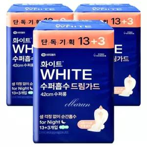 화이트 수퍼흡수 드림가드 수퍼롱 오버나이트 13+3(16)매x3개 / 화이트 수퍼흡수 수퍼롱 14+2 리뉴얼