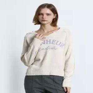 [르샵][르샵(LeShop)] 레터링 자수 V넥 카라 풀오버 니트 (택가격 169000원)