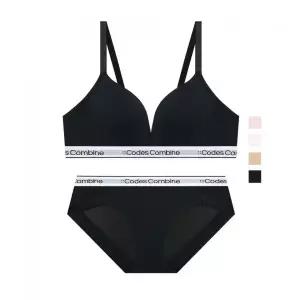 CODES COMBINE INNERWEAR 톤온톤 쉘론 컬러밴딩 노와이어 브라 팬티세트172072