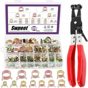 스위프트 121Pcs 7-22mm 스프링 밴드 호스 클램프 스위블 플랫 연료 플라이어 구색 키트 실리콘 진공 액션