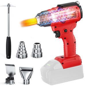 밀워키 18V 배터리용 무선 히트건 350W 1022 F(550 C) 납땜 4개의 노즐과 스크래퍼가 있는 가변 온도 제어 핫 에어건 키트 수축 튜브용 PVC 랩(배터리 없음)