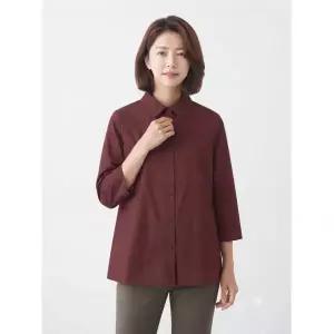 크로커다일레이디 셔츠 카라 아우터형 블라우스 와인 CLCFBL105
