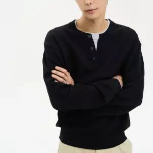 에잇세컨즈 레이어드 헨리넥 니트 풀오버 블랙 456851SS25