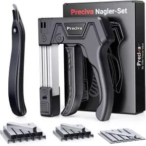 프레시바 자가 조절 스테이플 건 키트 - 1800 리무버가 포함된 헤비 듀티 수동 스테이플러 목재 목공 실내