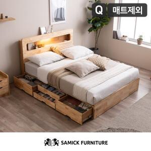 [삼익가구]마레 LED 4단 수납 원목 침대(매트제외-퀸)