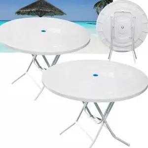 정원용 야외 접이식 테이블 950x740mm 포장마차 플라스틱 원형 테이블 테라스
