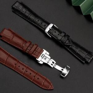 24x14mm 볼록한 끝  가죽 시계 밴드 1853 Tissot T60 스트랩 L875/975K 남성  시계 벨트 나비 걸쇠 팔찌
