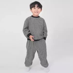 스트라이프 쭈리 상하복 세트블랙 가을 겨울 유아 내의 실내복 등원룩 세트아동복