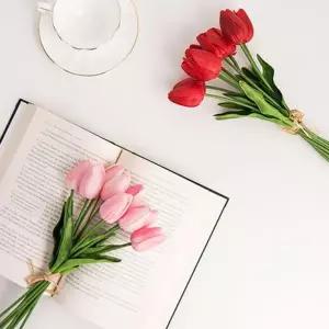 튤립 조화 레드 인조꽃 1송이