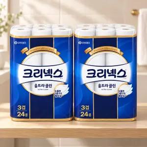 크리넥스 3겹 울트라클린 화이트 25M 24롤 2팩 화장지 휴지
