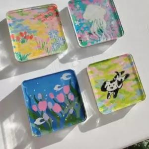 냉장고자석 DIY 사진 그림 굿즈 제작 재료 사각 투명 아크릴 마그넷 자석 5개입