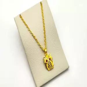 24K 순금 5돈 부엉이 목걸이(18K 연결고리 장식)