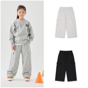 탑텐키즈 MKG3PT3302 공용 더블니트 와이드 카고스웨트팬츠
