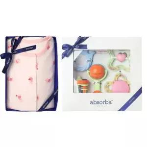 [갤러리아] (압소바출산,백일,돌,신생아내의세트)아리내의+5종딸랑이세트(AB2651AN45SET)