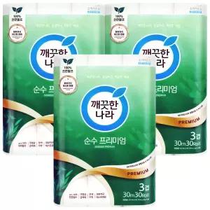 깨끗한나라 순수 프리미엄 30m 30롤 3팩