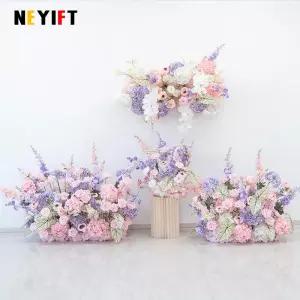 핑크 퍼플 인조 꽃 웨딩 장식 행잉 플라워 로우 배경 아치 로드 리드 볼 꽃꽂이
