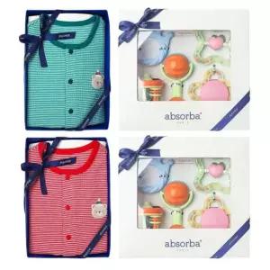 [갤러리아] (압소바출산,백일,돌,아기내의세트)징글벨슬림내의+5종딸랑이세트(AB27A1AN28SET)