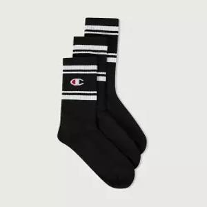 champion 더블 스트라이프 풀랭스 삭스 3PACK Black