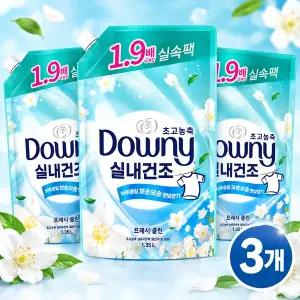 [다우니] 섬유유연제 프레시클린 실내건조 리필 1.35L x 3개