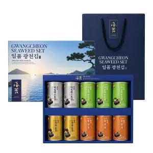 명품 광천 트러플 돌김 바질페스토 아보카도유 홍삼 캔김 고급선물세트 10P + 쇼핑백