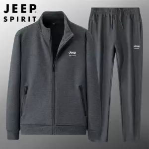 JEEP SPIRIT 가을 겨울 남성 패션 트레이닝 세트복 데일리 집업 가디건 투피스 세트