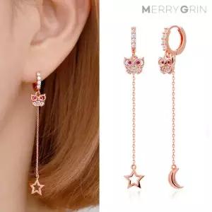 [메리그린] 14k 미네르바 핑크 롱 귀걸이(gold-pin) RS393