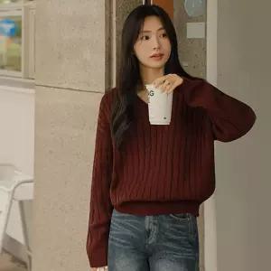 가을무드2 꽈배기 루즈핏 니트(라운드/브이넥)