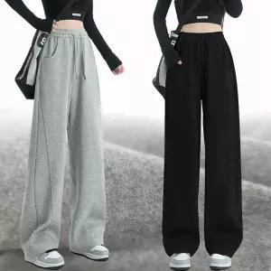 (FREE~2XL) 기모바지 기모통바지 와이드팬츠 여성 통바지 스트릿 힙합