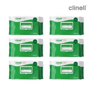 CLINELL 클리넬 유니버셜 프로 와입스 200매 6개 병원소독티슈