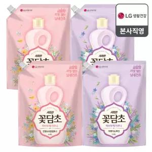 샤프란 꽃담초 섬유유연제 부케가르니 리필 1.6L x 4개 (연꽃 2개 + 라벤더2개)