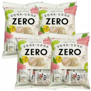 롯데 젤리셔스 제로 후르츠 젤리 238g 4개, 피치앤키위, 미니 17봉입 Zero