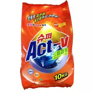 슈퍼Act-V 가루세제10kg 1포 일반드럼겸용 기숙사 숙박업소 펜션 대용량세제