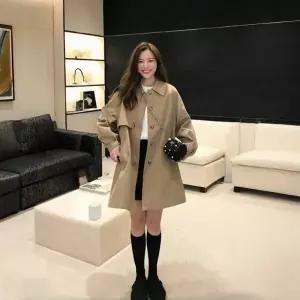 여성 봄가을 캐주얼 클래식 하프 코디 데일리 빅사이즈 트렌치코트 자켓