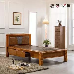 [장수온돌]장수온돌 온재서랍 쿠션등받이형 칠보석 돌침대 온열 건강 싱글침대