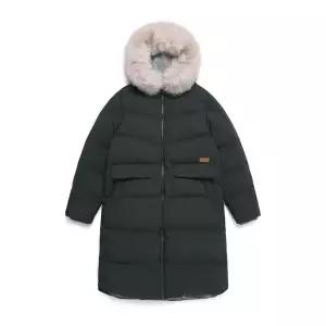 N254WDW190 여성 후드 퍼 롱기장 구스다운 점퍼 WOOD GREY