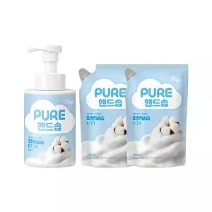 피죤 퓨어 핸드솝 코튼향 500ml, 1개 + 리필 450ml, 2개