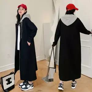 여성 빅 사이즈 롱 박시 맨투맨 원피스 기모 후드집업 카디건jhw