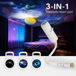 AN SA USB 갤럭시 프로젝터 나이트 라이트 360 ° 회전식 LED 별빛 하늘 무드등 파티 및 가정 장식용