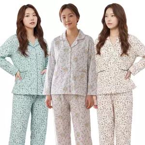 잔꽃나염 카라 잠옷세트 여성 파자마 한벌 여자 홈웨어 상하의 세트