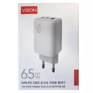 요즘상회 베온 초고속 충전기 GaN PD 65W 3포트 노트북 태블릿 가정용충전기 (CtoC 충전케이블 포함) USB고
