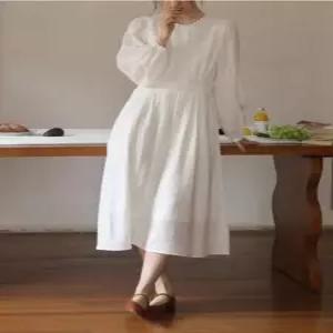 화이트원피스 샤틴원피스 결혼식복장 봄 돌잔치 가을